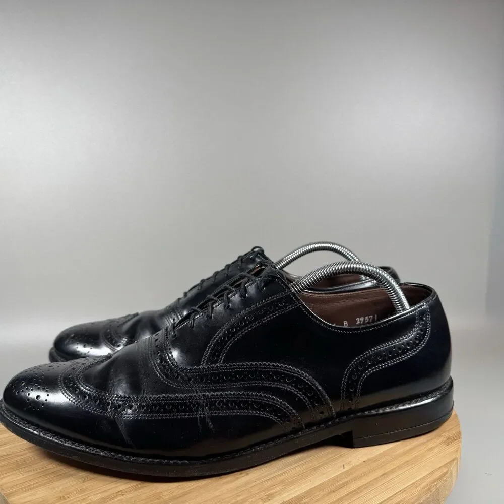 Allen Edmonds Lloyd Mens 11.5 B Wingtip Oxford Shoes Black Leather USA‎ Made